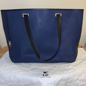Lo & Sons 15" navy Seville Tote w. nylon shell